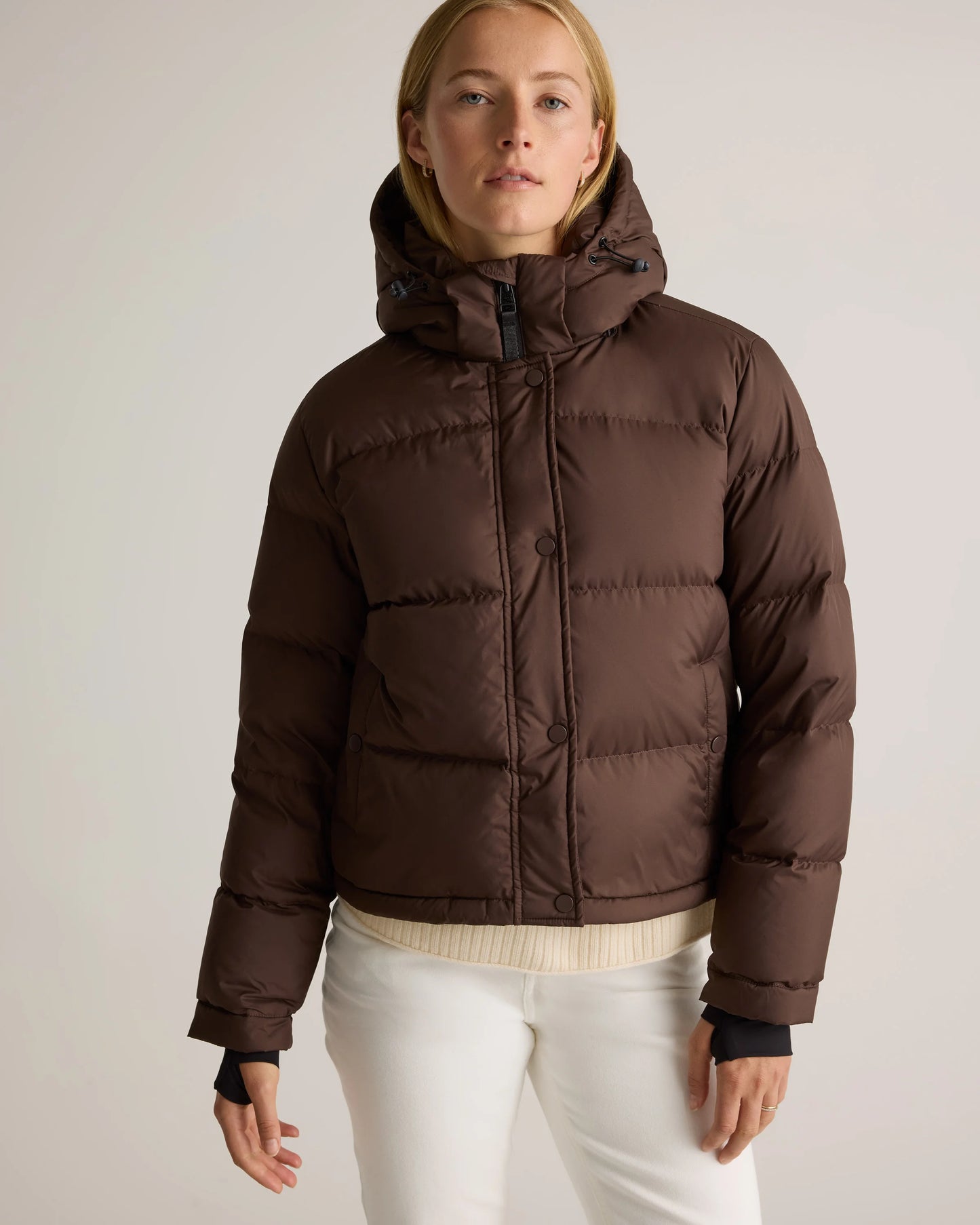 Responsible Down Cropped Puffer Jacket - XS / Shiny Black