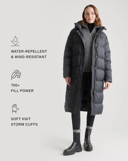 Responsible Down Long Puffer Jacket - XS / Black