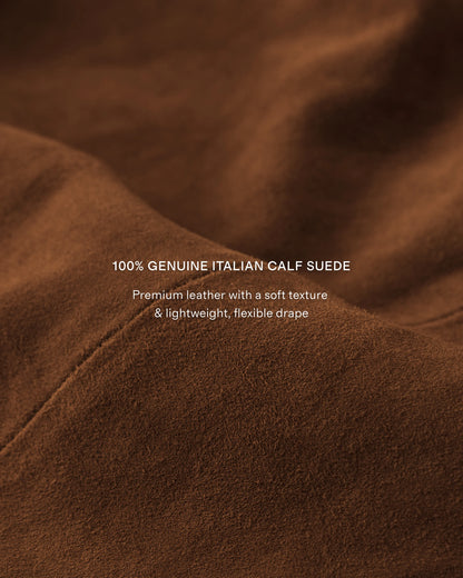 Italian Suede Trucker Jacket - S / Dark Chestnut