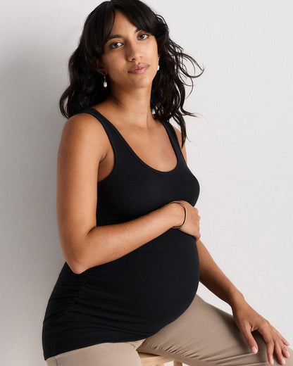 Bamboo Rib Maternity Scoop Neck Tank - XS / Deep Navy