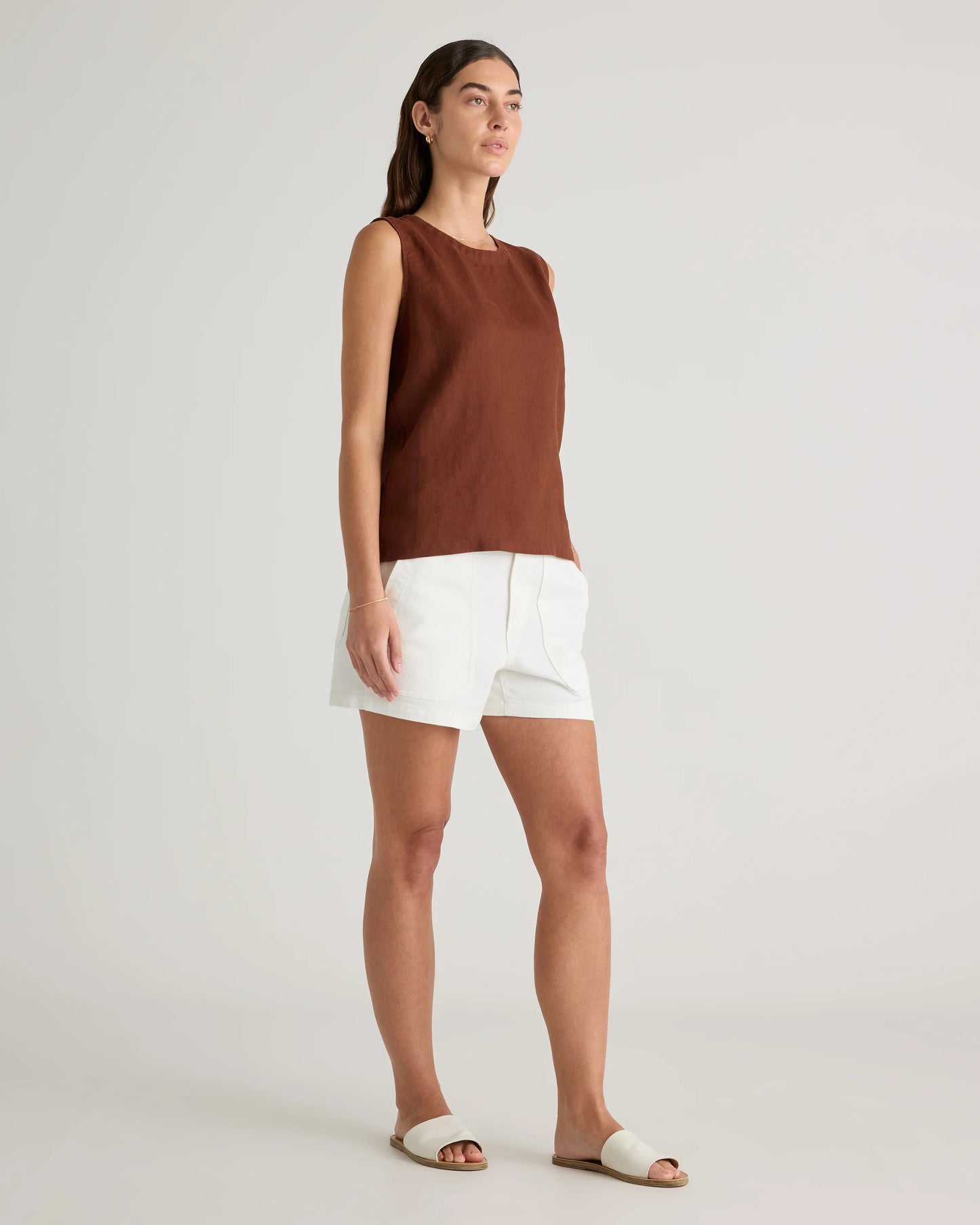 Organic Stretch Cotton Twill Utility Shorts - 0 / Ivory