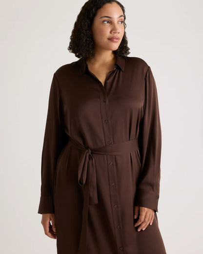 Washable Stretch Silk Maxi Shirt Dress - XS / Moonstone Blue