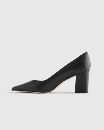 Italian Leather 65mm Block Heel Pump - 5 / Coffee Bean