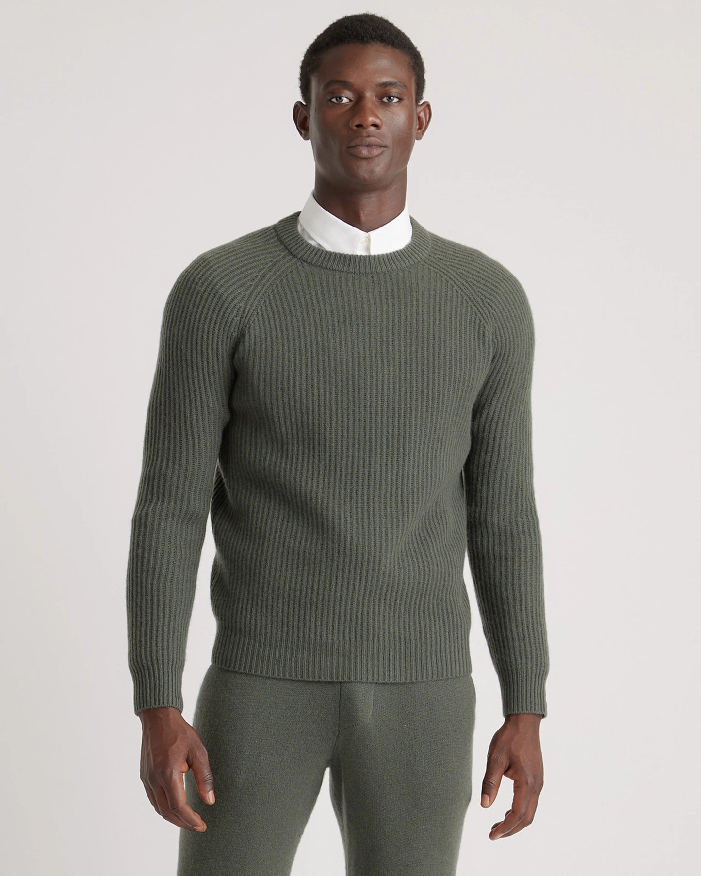 Mongolian Cashmere Fisherman Crewneck Sweater - S / Navy Marl