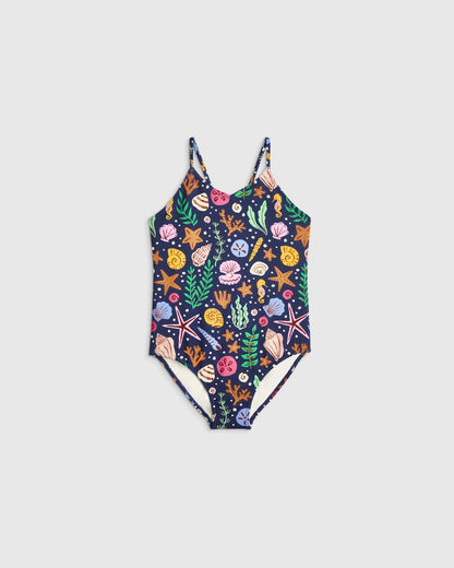 One-Piece Swimsuit - 2T / Wavy Fish