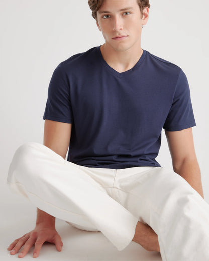 Cotton Modal V-Neck Tee - S / Deep Navy