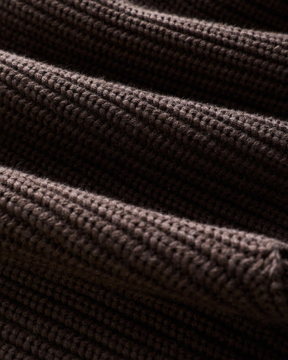100% Organic Cotton Fisherman V-Neck Sweater - XS / Heather Brown