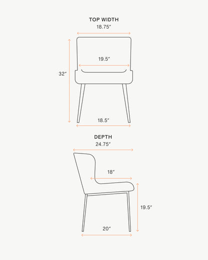 Performance Chenille Dining Chair with Powder Coated Iron Frame (Set of 2) - Set of 2 / Snow