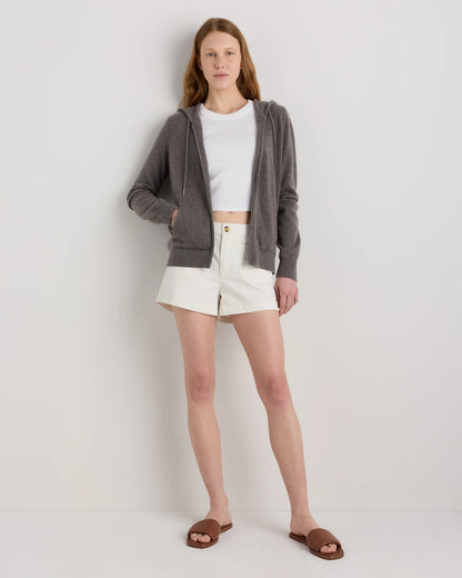 Mongolian Cashmere Full-Zip Hoodie - XS / Heather Grey