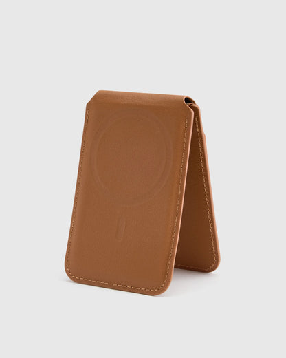 Leather MagSafe Wallet & Phone Stand - One Size / Cognac