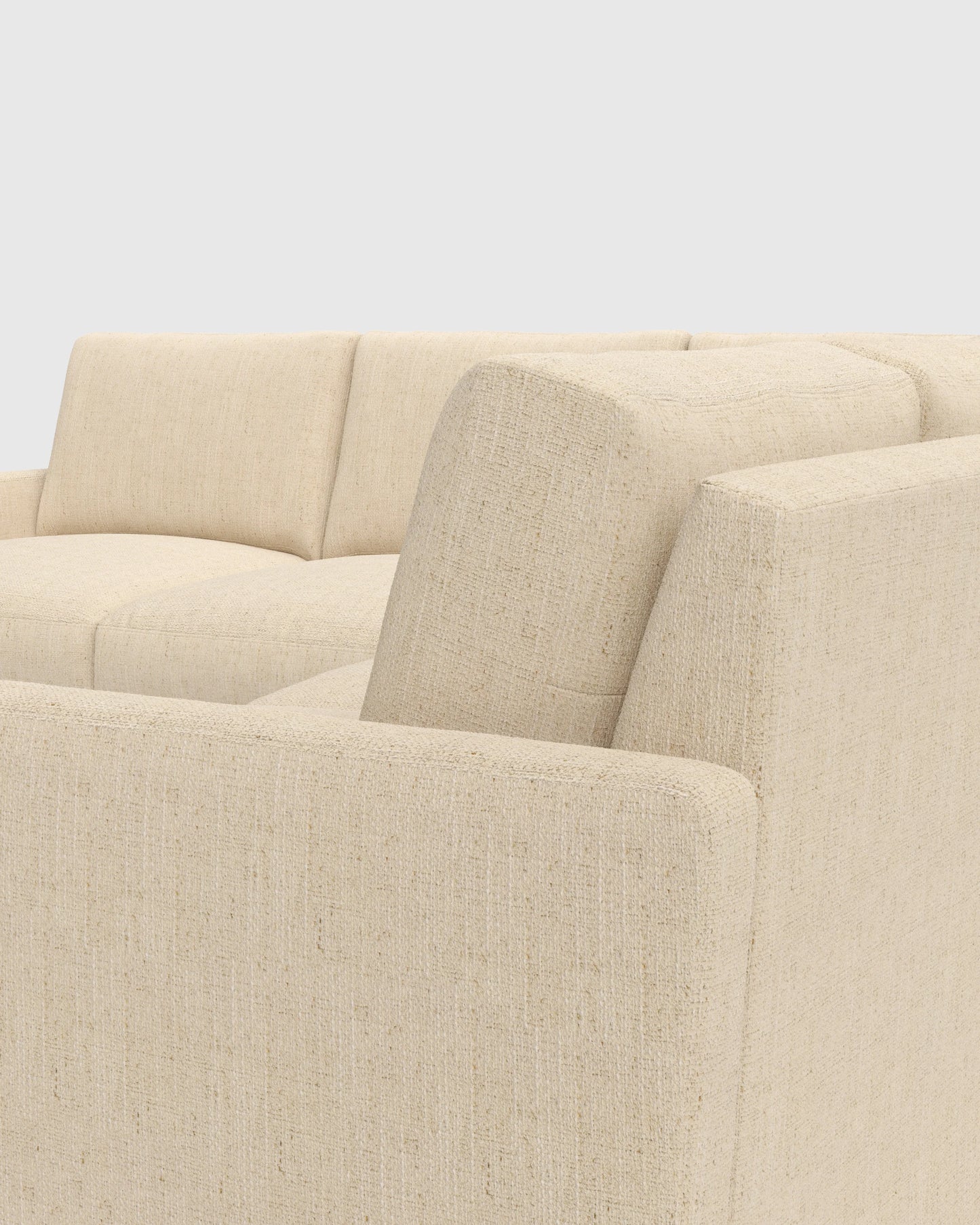 Brennan L Sectional in Performance Chenille Linen Blend - 99x99 / Snow