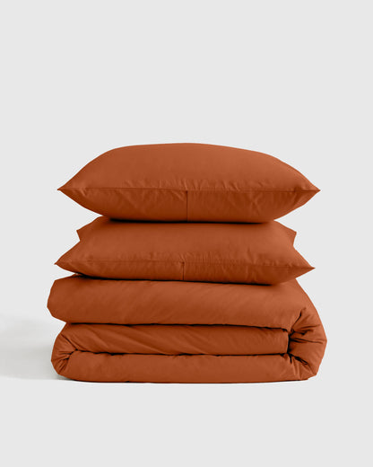 Organic Brushed Cotton Duvet Cover Set - Twin / Toffee