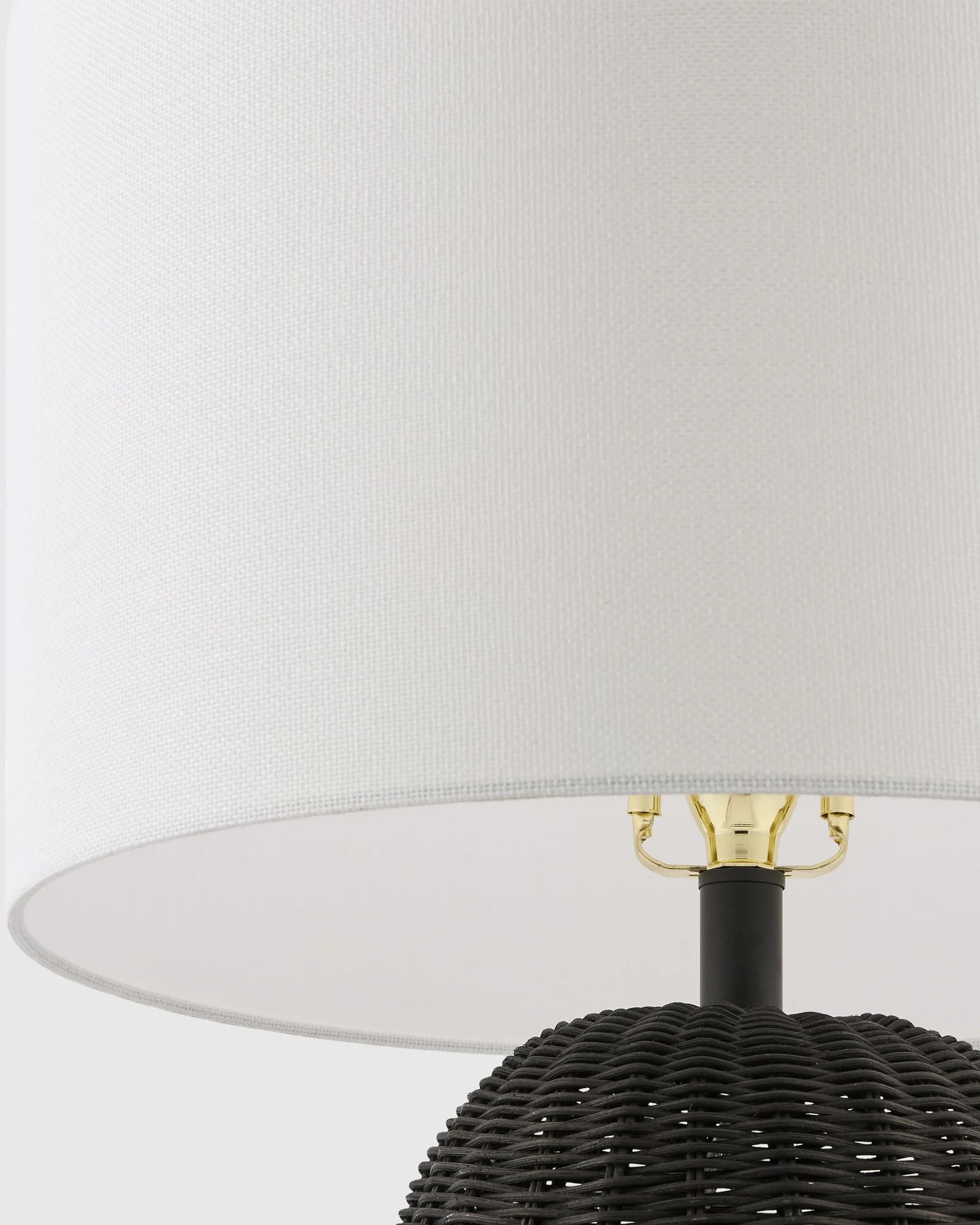 Natural Rattan Table Lamp with Linen Shade - One Size / Light Brown