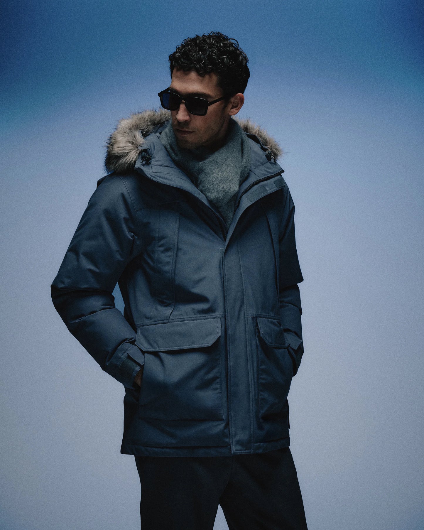 Responsible Down Hooded Parka - S / Storm Blue