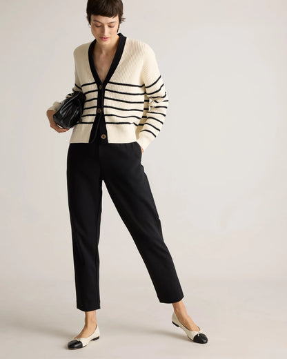 Organic Cotton Double Knit Straight Pants - XS / Soft Camel