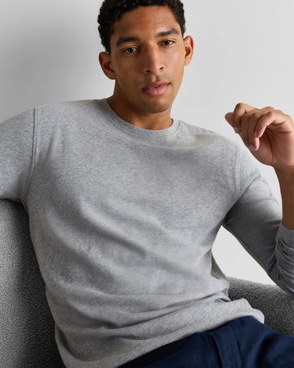 100% Organic Cotton Slub Long Sleeve Tee - S / Classic White