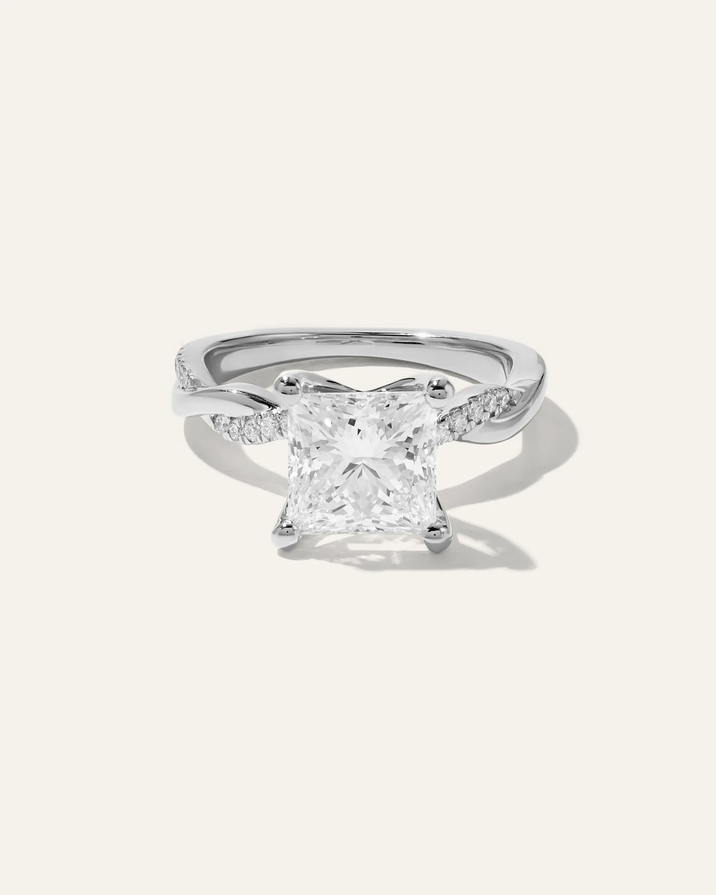 Lab Grown Diamond Princess Twisted Engagement Ring - 3ct - 4 / Yellow Gold