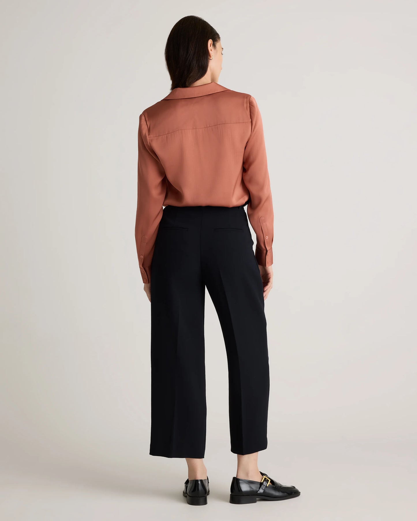 Washable Stretch Silk Notch Collar Blouse - XS / Moonstone Blue
