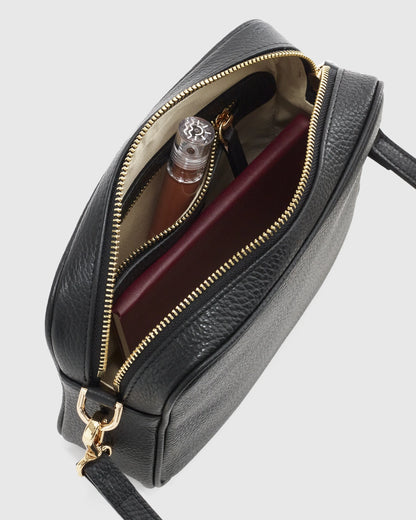 Italian Leather Crossbody Bag - One Size / Black Croco
