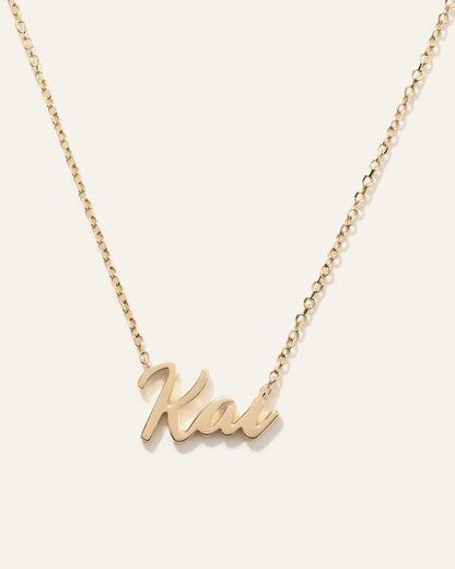 14K Gold Script Name Necklace - One Size / Yellow Gold
