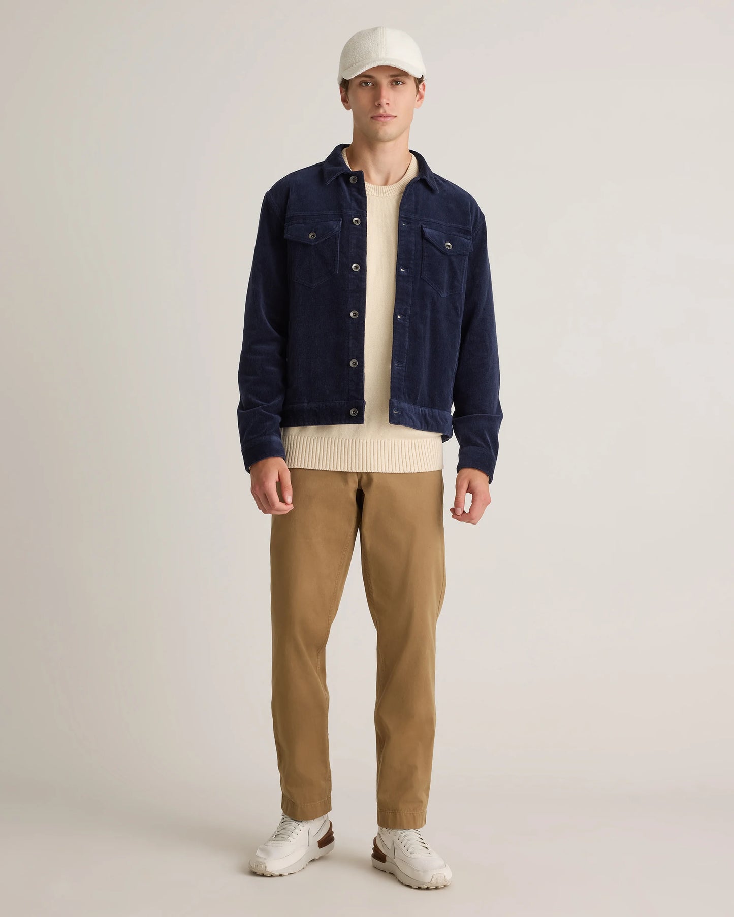 Organic Stretch Corduroy Trucker Jacket - S / Seaweed