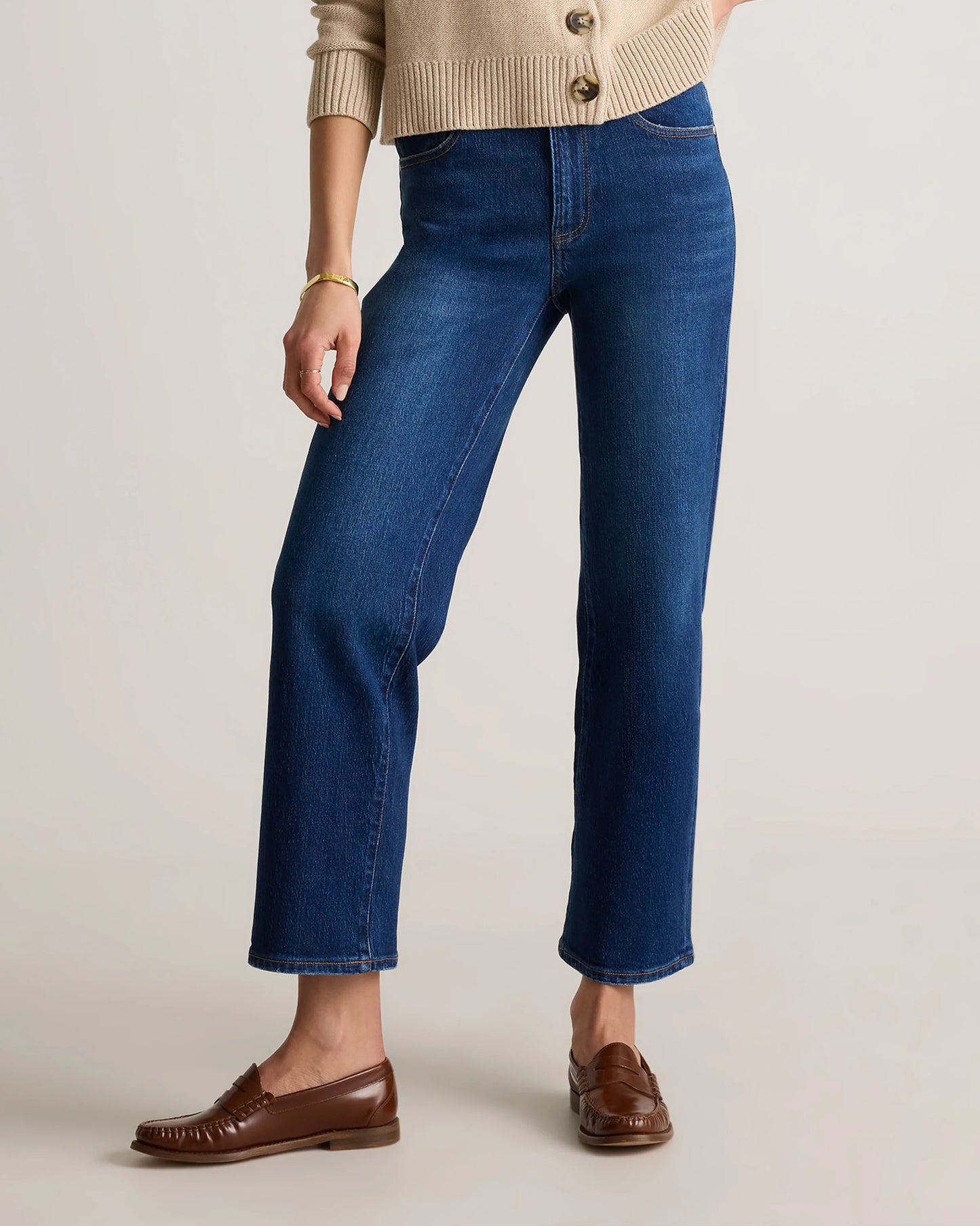 Bella Stretch Cropped Straight Jeans - 24 / Stormy Blue