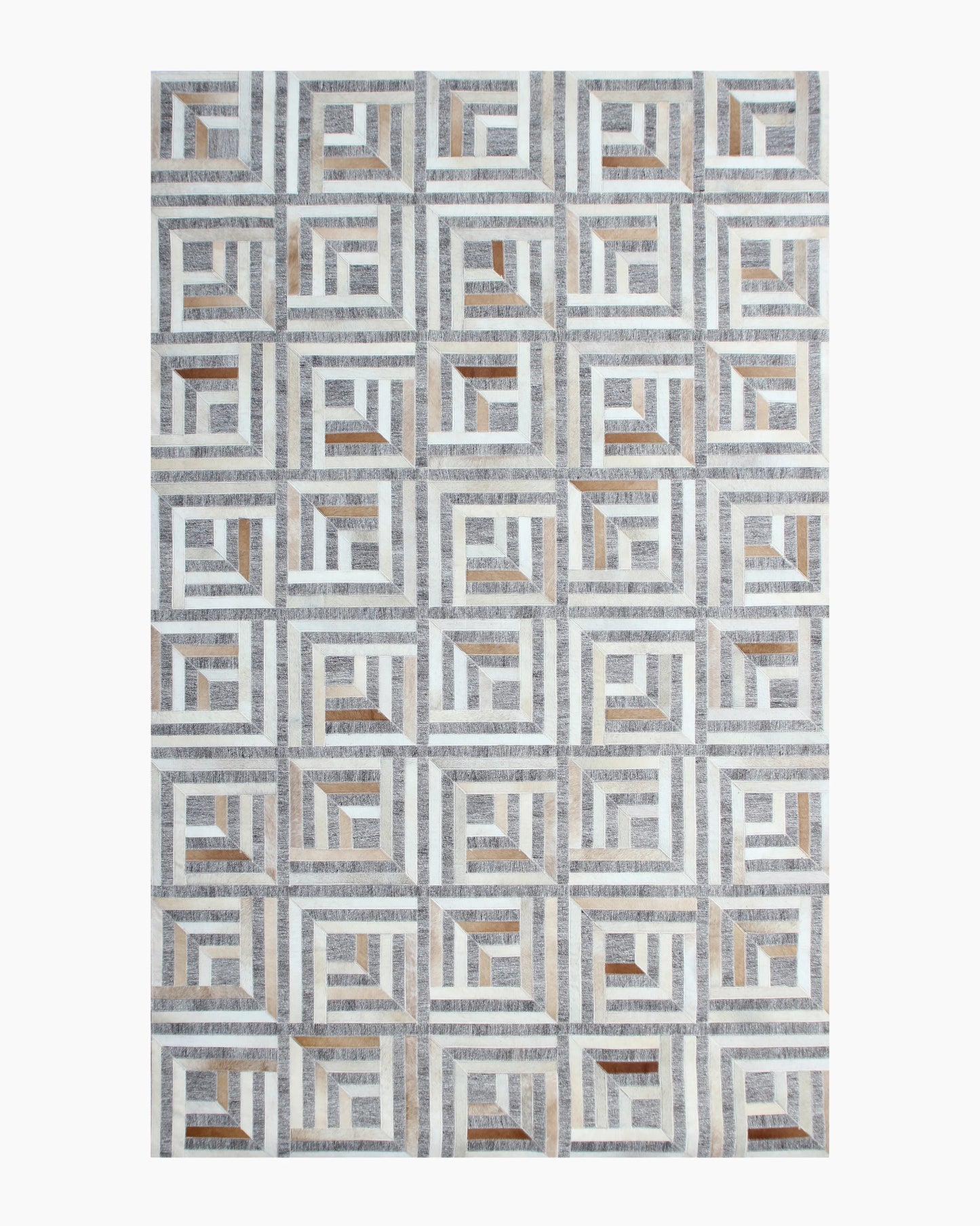 Geometric Hair on Hide Rug - 5' x 8' / Grey