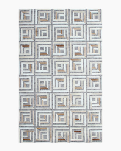 Geometric Hair on Hide Rug - 5' x 8' / Grey