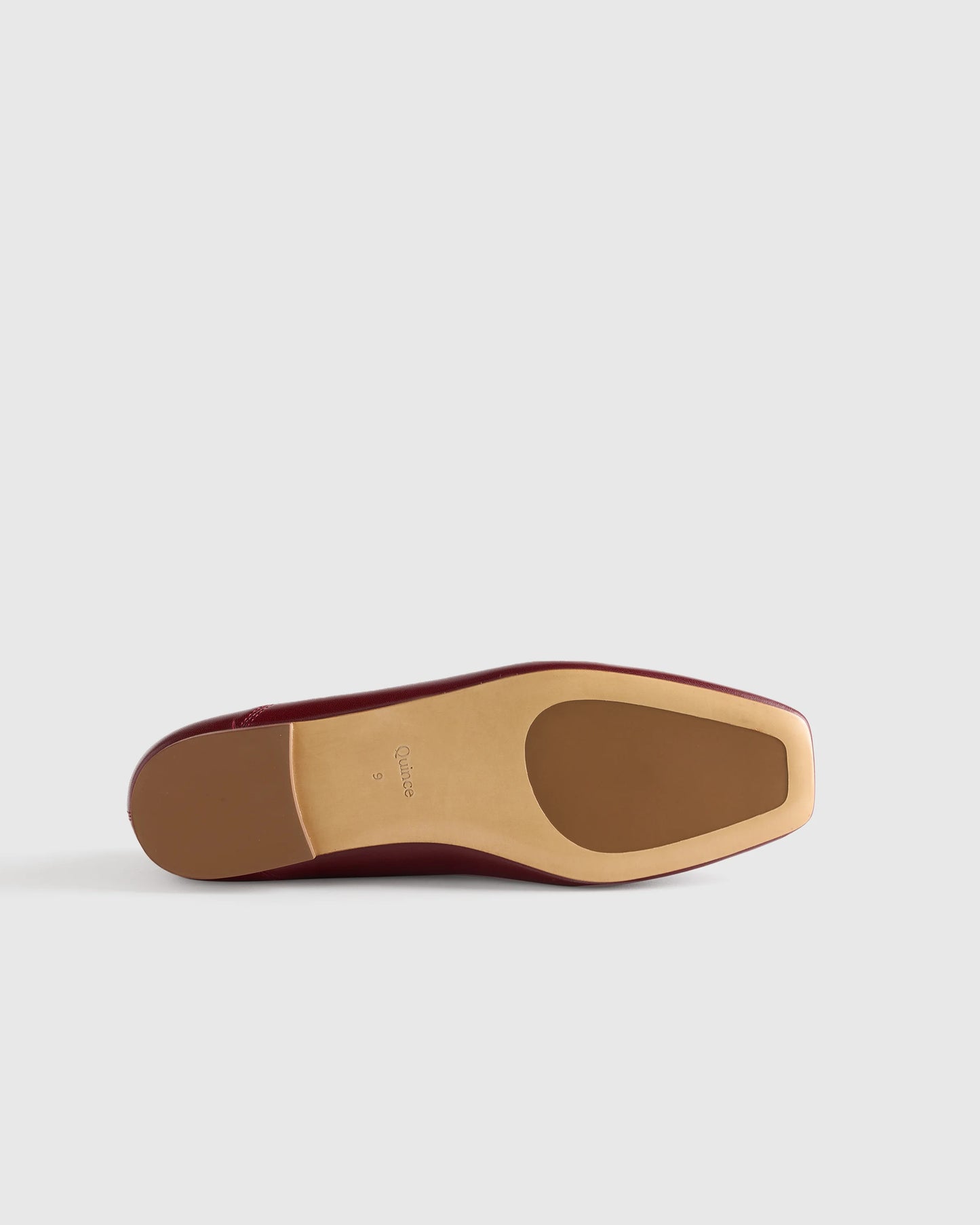 Italian Leather Square Toe Ballet Flat - 5 / Cognac