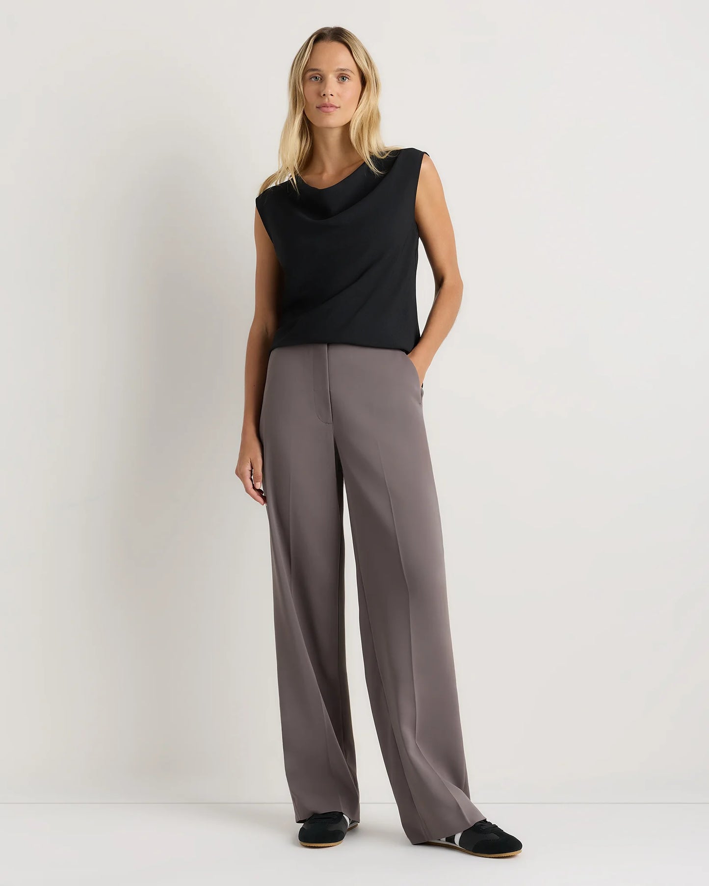 Draped Matte Cowl Neck Tank - XS / Porcelain Ivory
