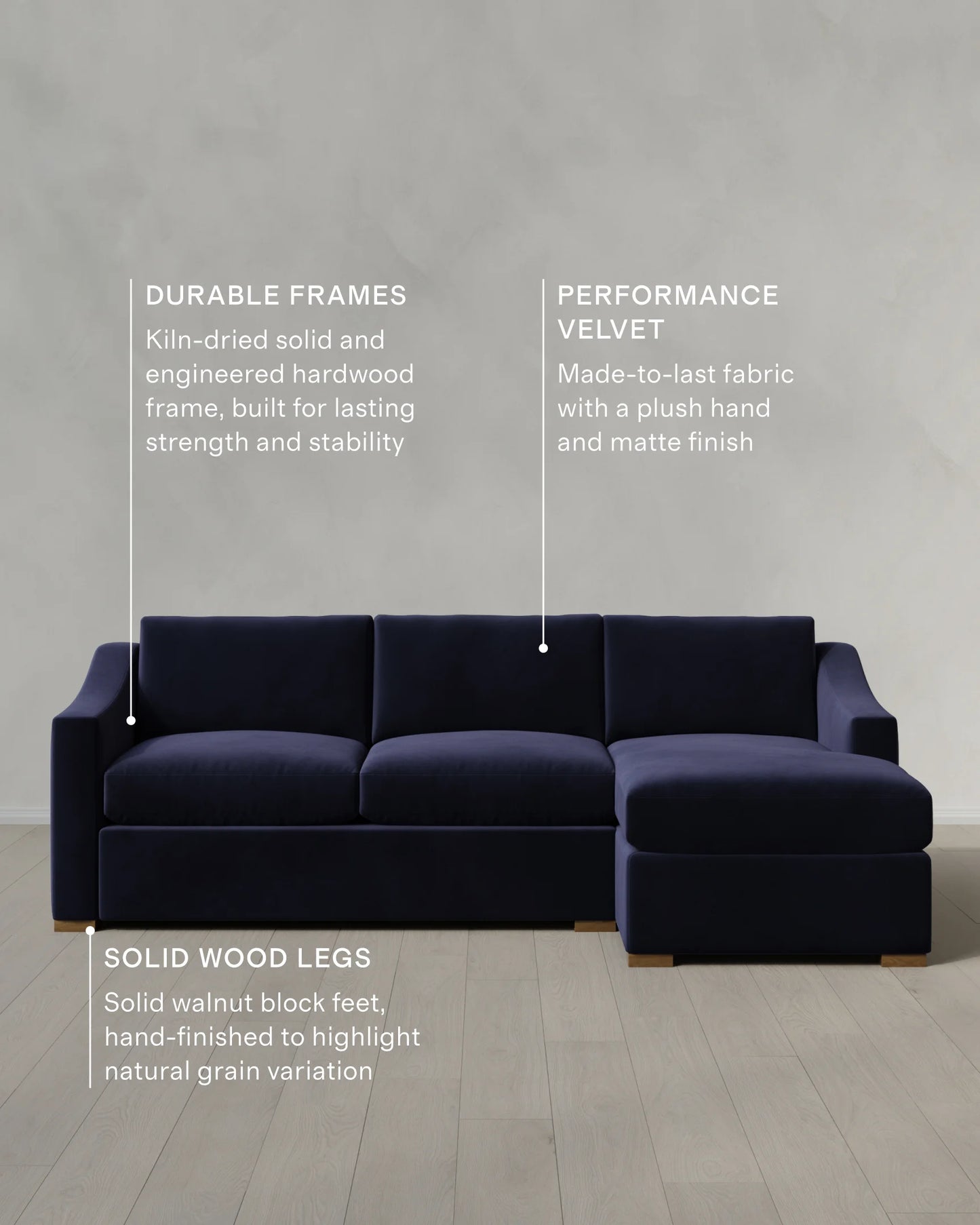 Hollis Slope Arm Chaise Sectional in Performance Velvet - 104" Right Arm / Spruce