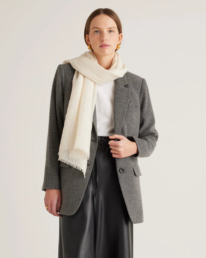 Lightweight Linen Silk Cashmere Scarf - One Size / Ivory