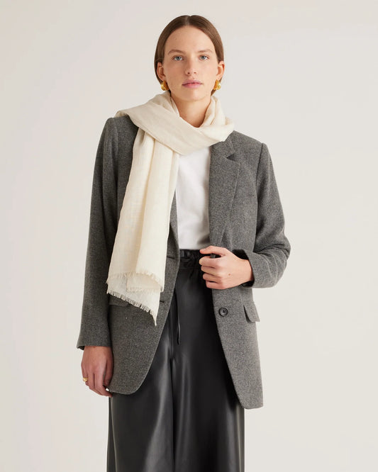 Lightweight Linen Silk Cashmere Scarf - One Size / Ivory