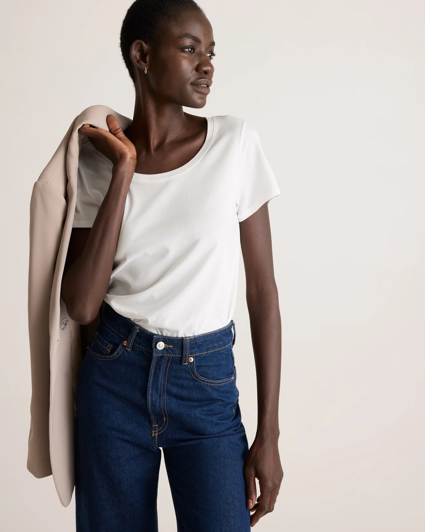 Cotton Modal Scoop Neck Tee - XS / Navy