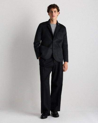100% Mongolian Cashmere Double-Faced Chore Blazer - S / Heather Charcoal