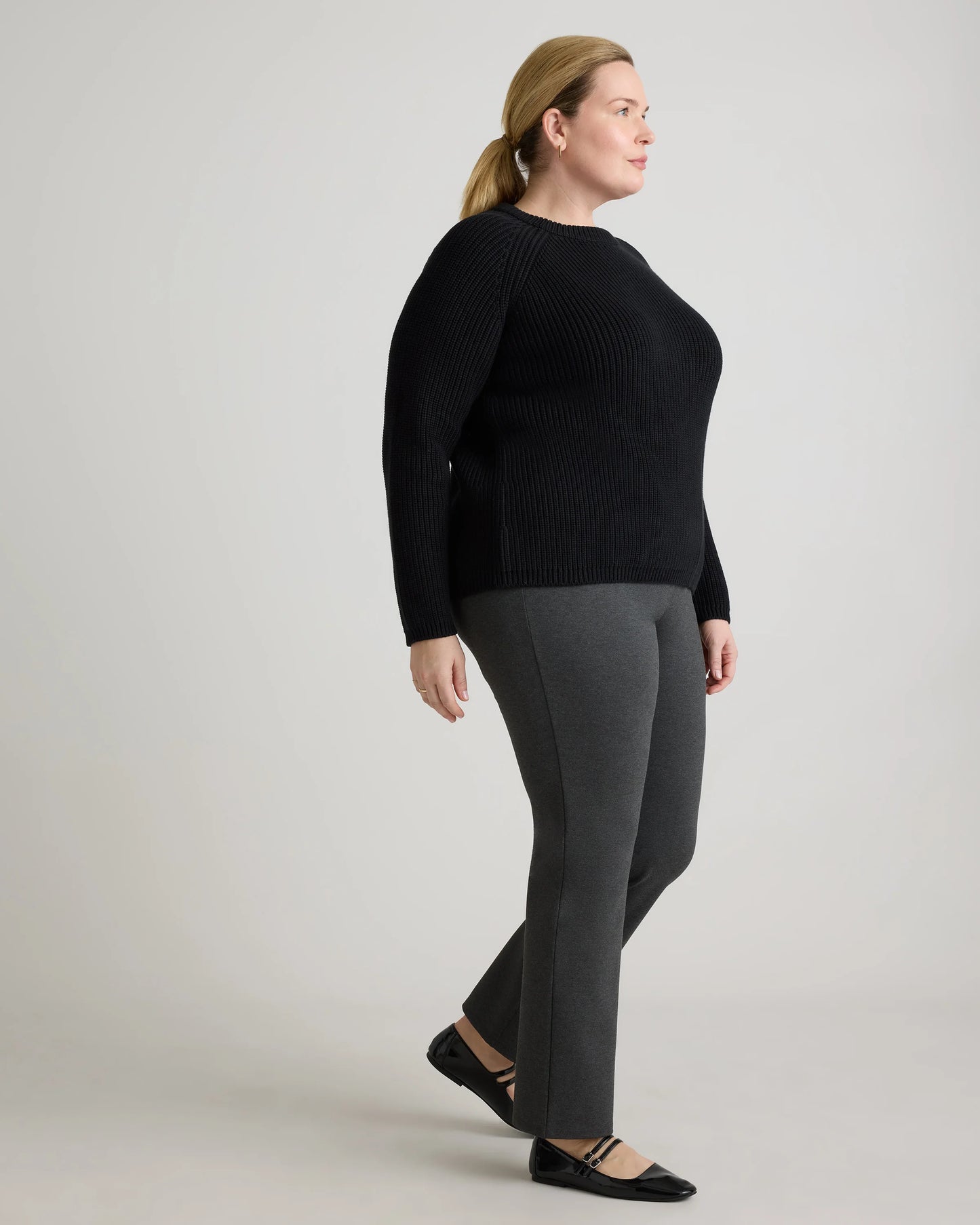 100% Organic Cotton Fisherman Crew Sweater - 1X / Blue Sapphire