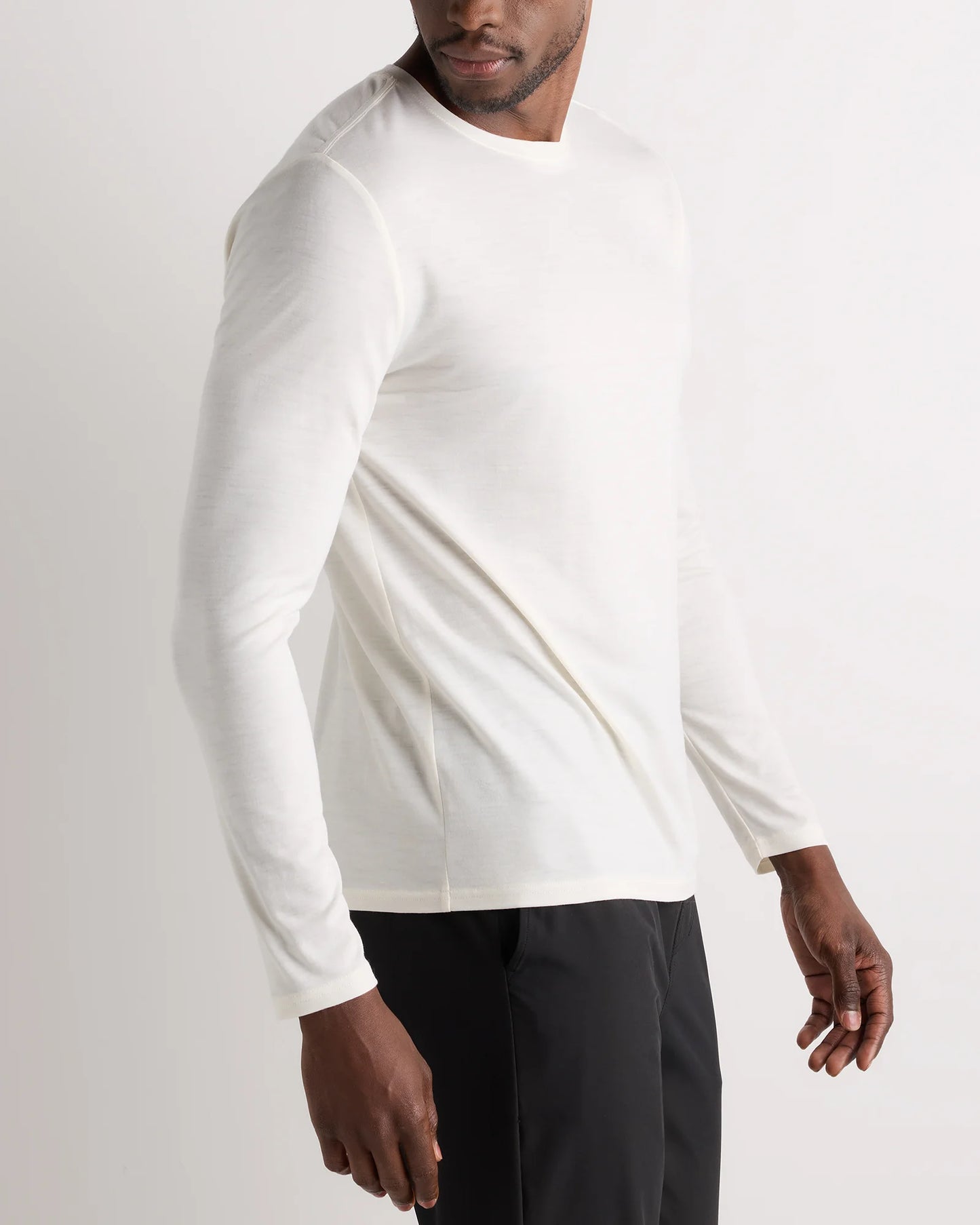 100% Merino Wool All-Season Long Sleeve Base Layer Tee - XS / Off-White