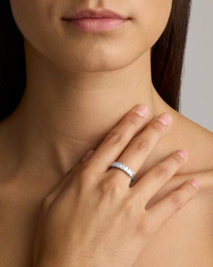 Lab Grown Diamond Emerald Seven Stone Band - 4 / Yellow Gold