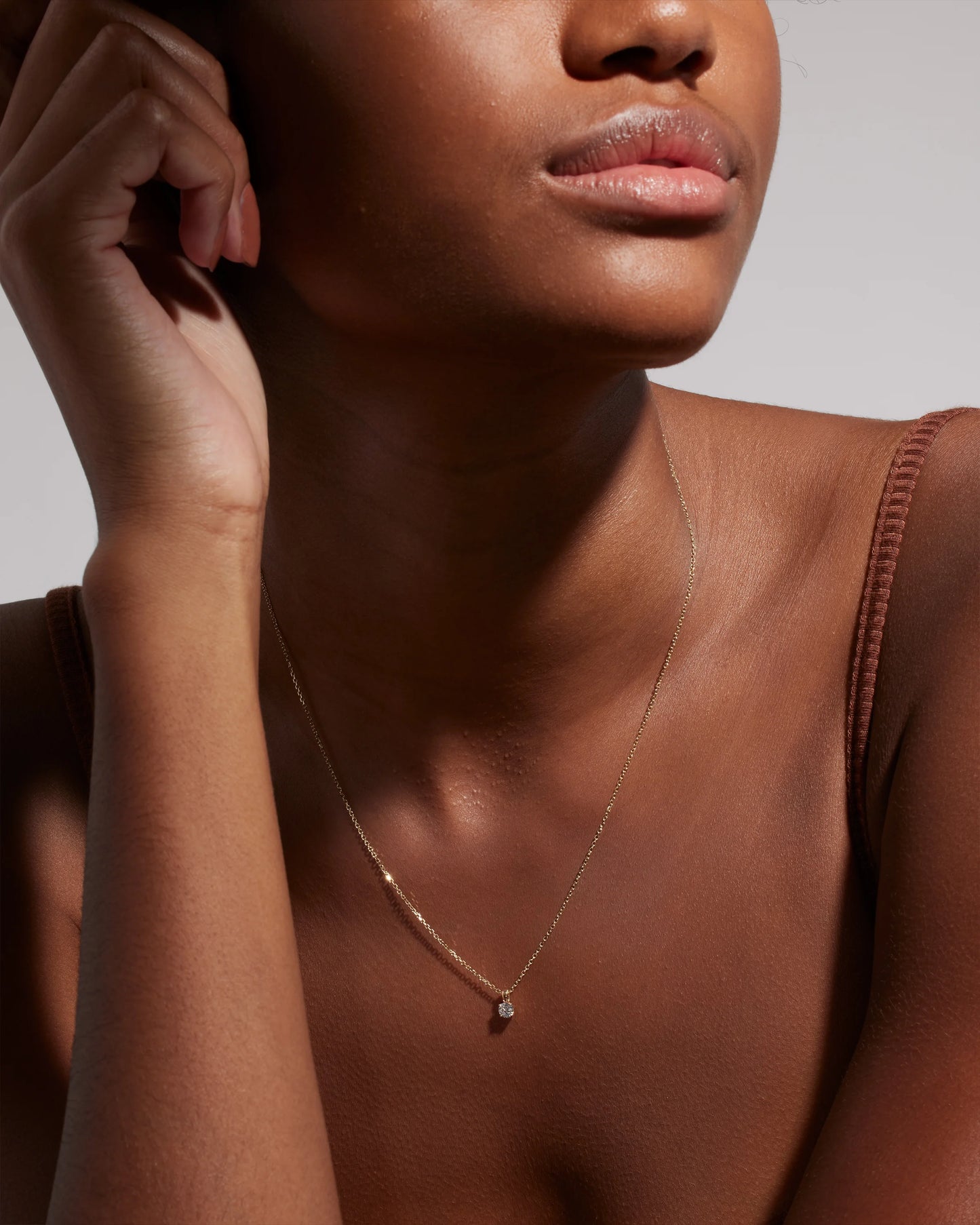 14k Gold Natural Diamond Solitaire Necklace - One Size / Yellow Gold