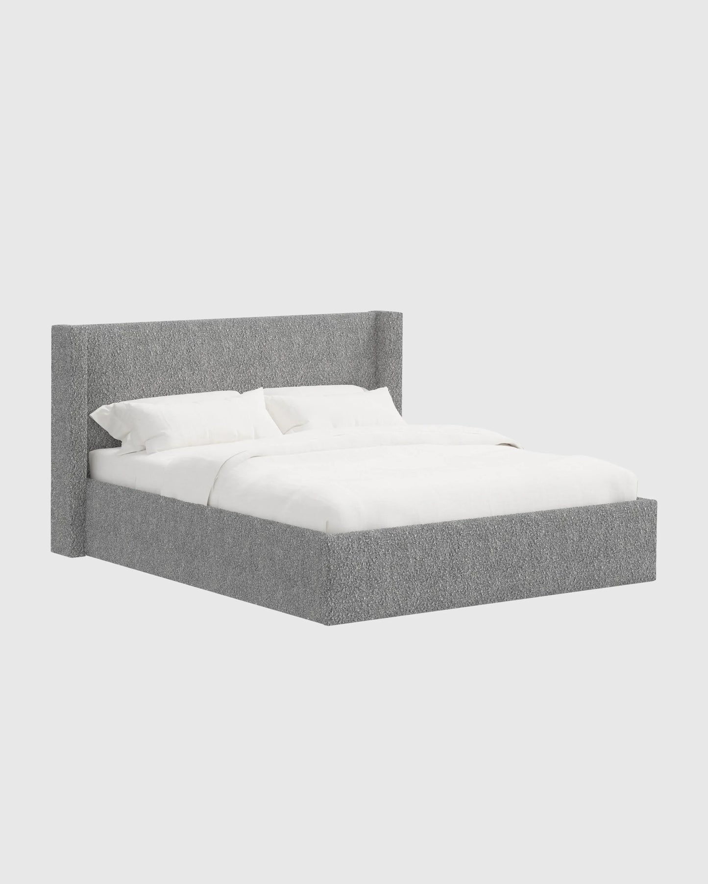 Plush Boucle Wingback Bed - Full / Ivory