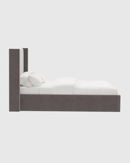 Wingback Bed in Performance Velvet - Full / Walnut