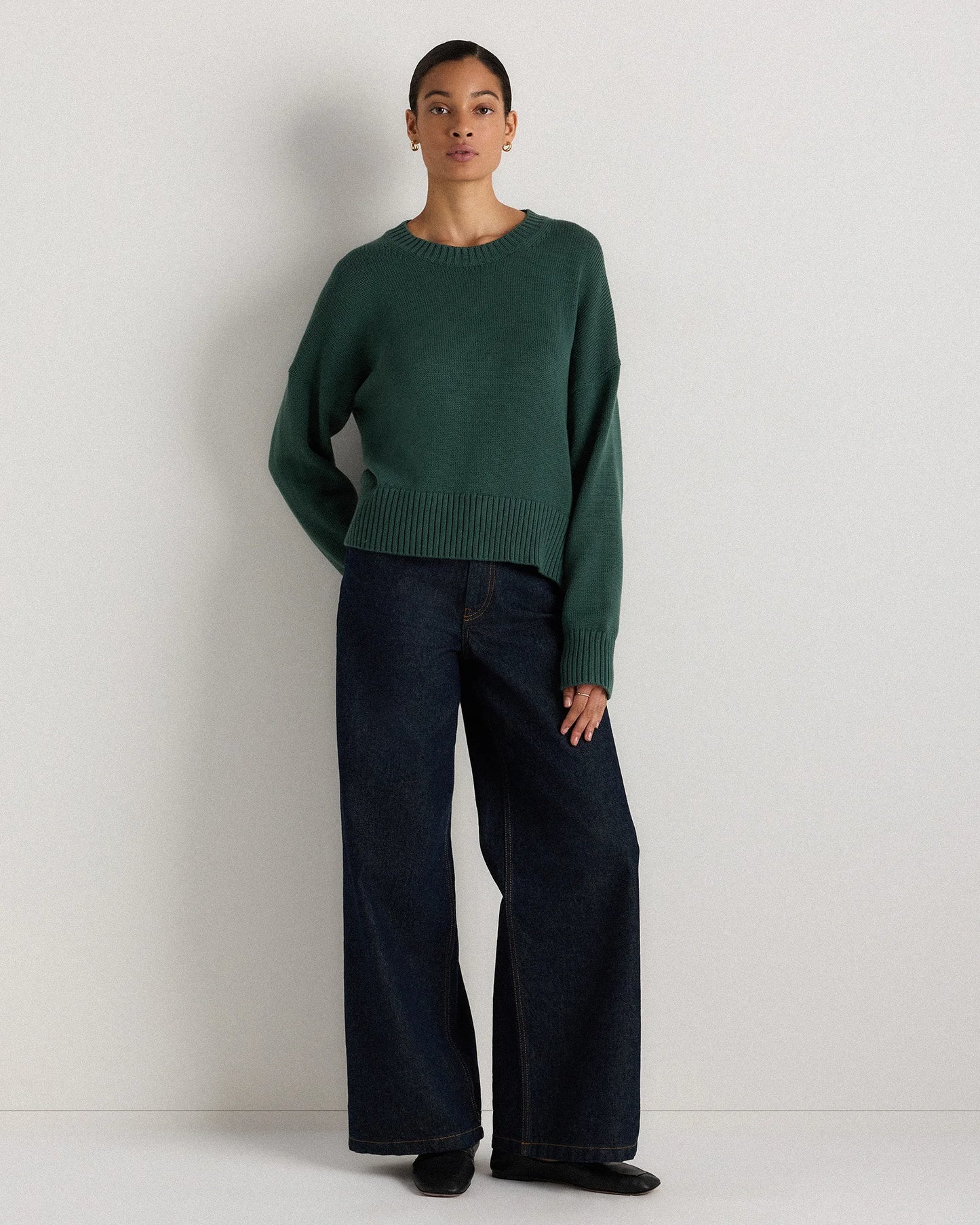 100% Organic Cotton Boyfriend Crew Sweater - XS / Speckled Beige