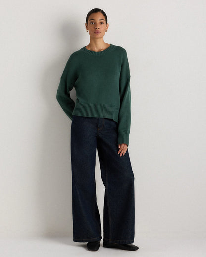 100% Organic Cotton Boyfriend Crew Sweater - XS / Speckled Beige