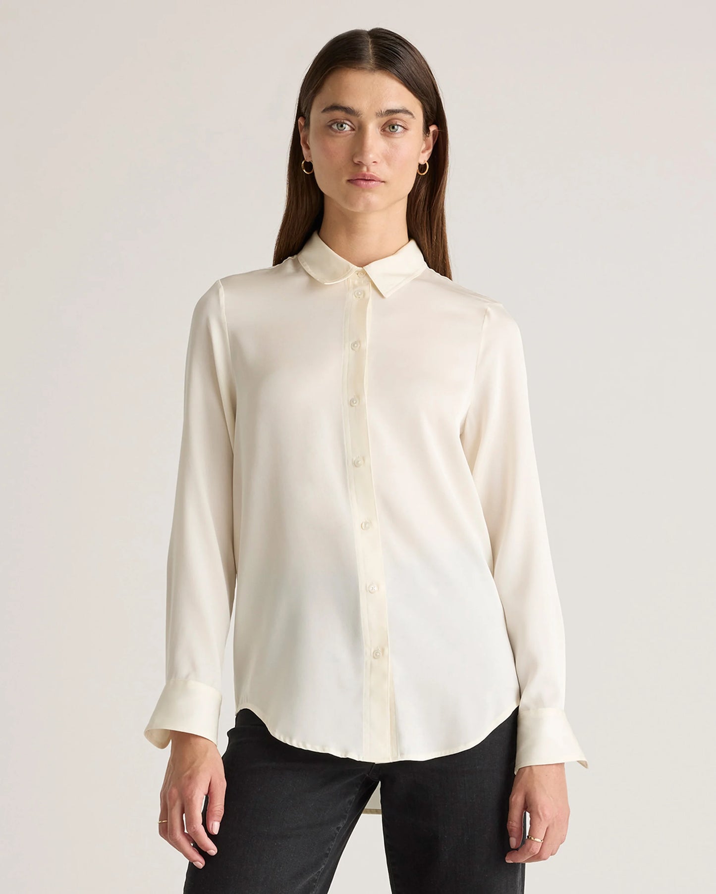 Washable Stretch Silk Blouse - XS / Moonstone Blue
