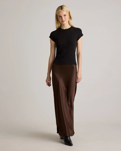 Organic Cotton Micro-Rib Crewneck Tee - XS / Heather Oatmeal