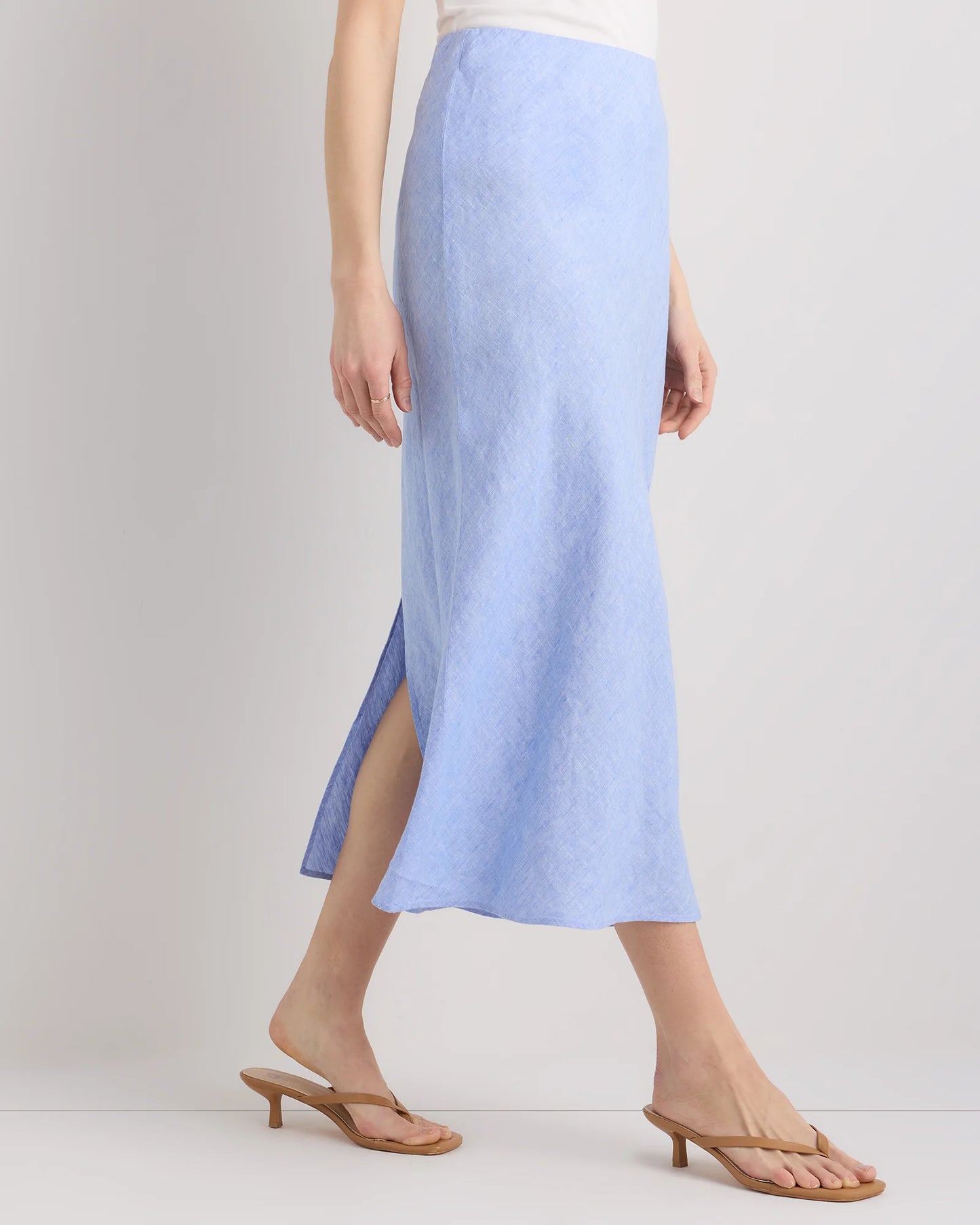100% European Linen Midi Slip Skirt - XS / Bayberry Olive