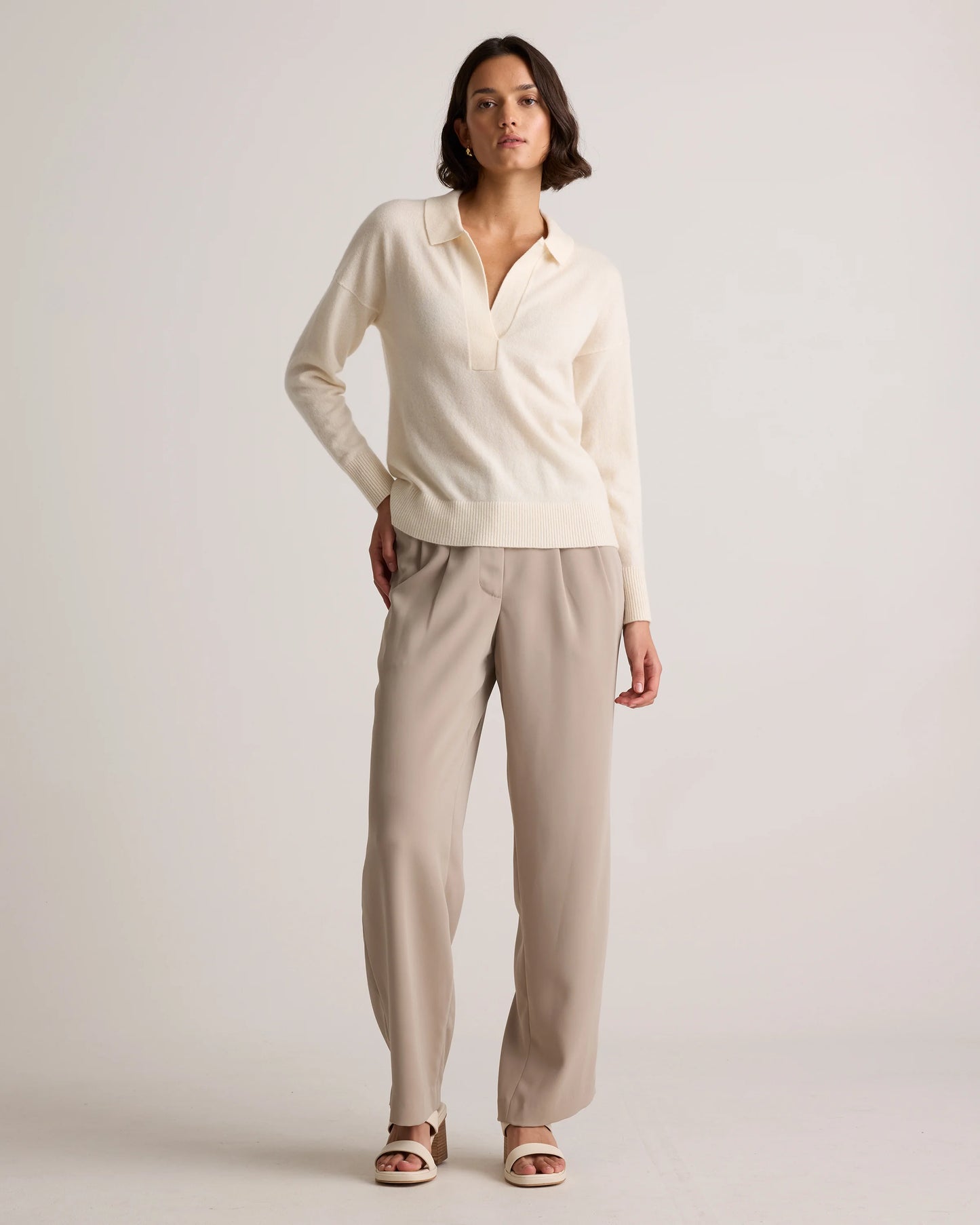 Mongolian Cashmere Polo Sweater - XS / Pale Custard Yellow