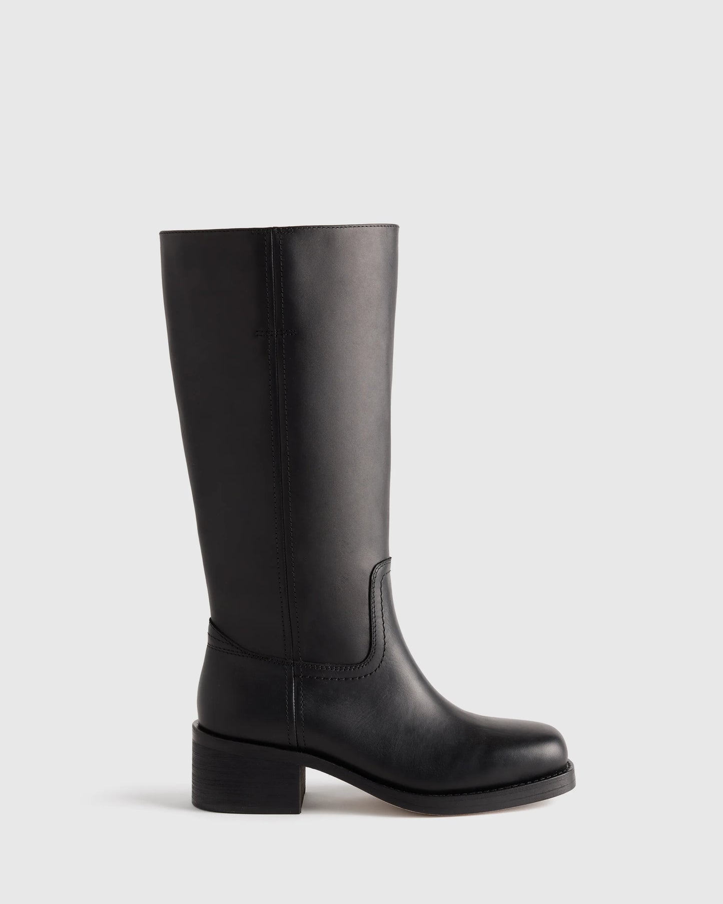 Italian Leather Block Heel Boot - 5 / Chestnut