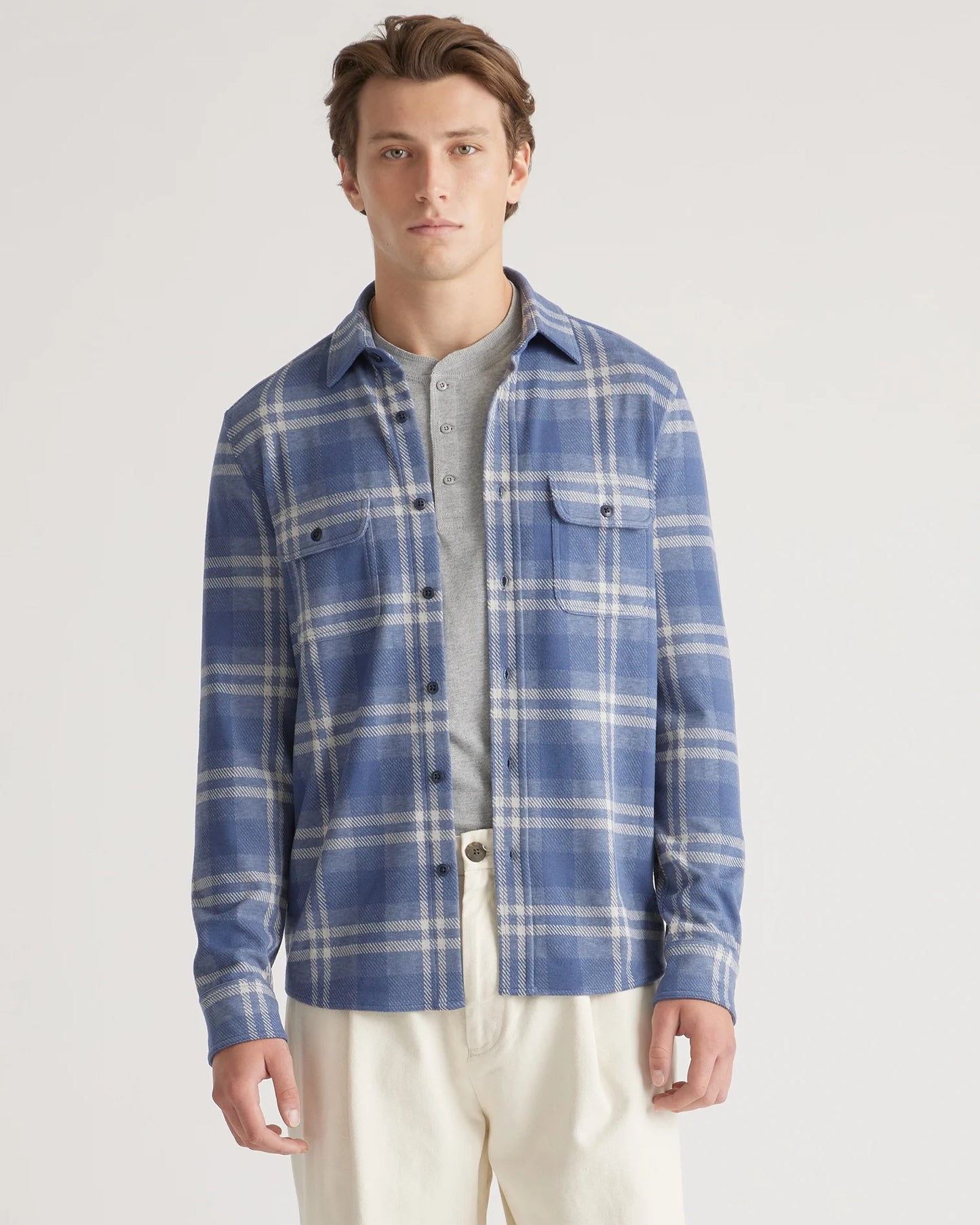 Stretch Sweater Fleece Shirt - S / Off-White