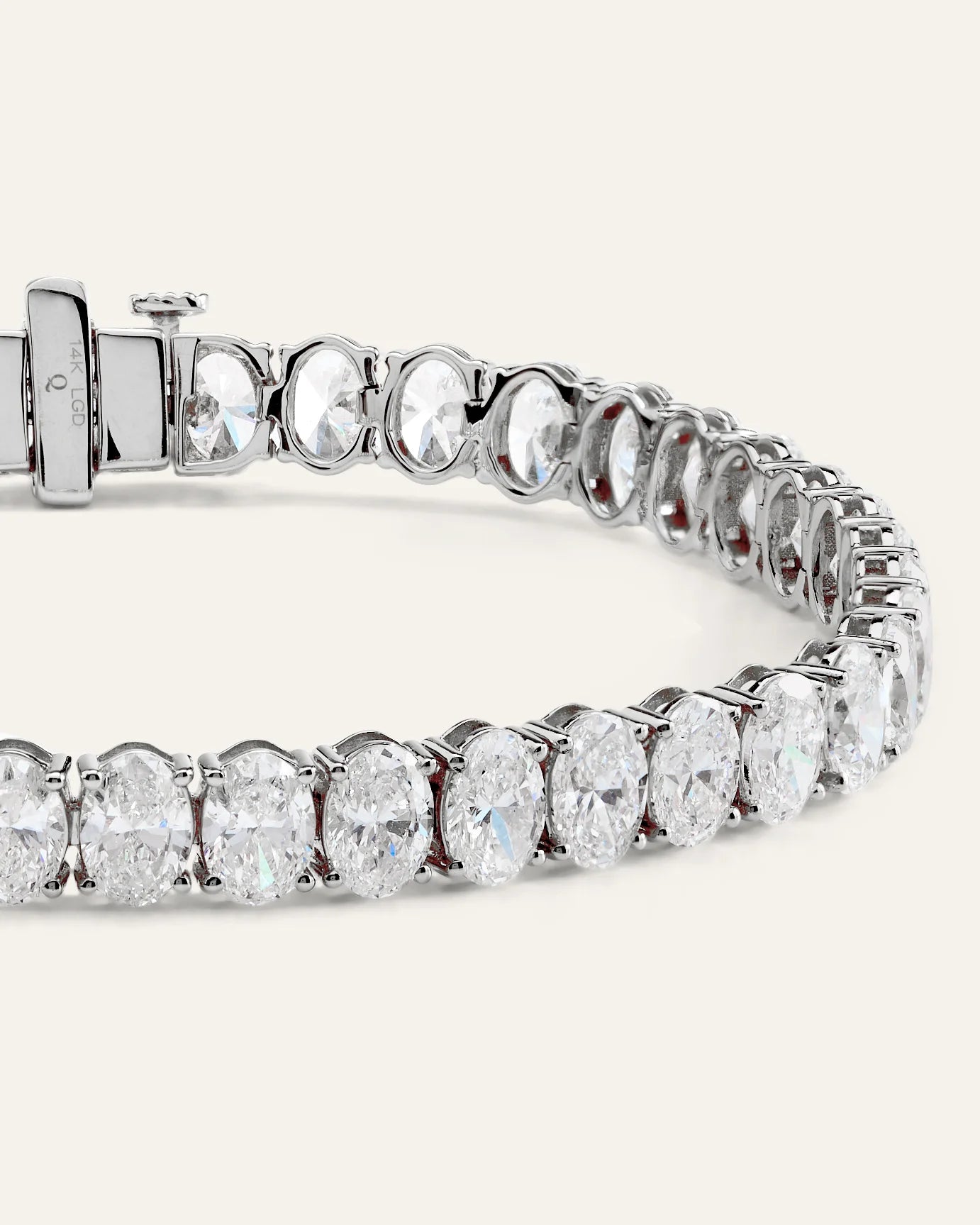 14K Gold Lab Grown Diamond North-South Oval Tennis Bracelet - 15ctw - 6.5" / Yellow Gold